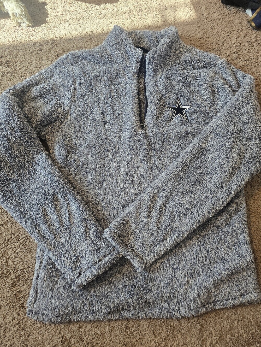 Dallas Cowboys Mens Size Medium Navy Caspian Sherpa 1/4 Zip Sweater New With Tag